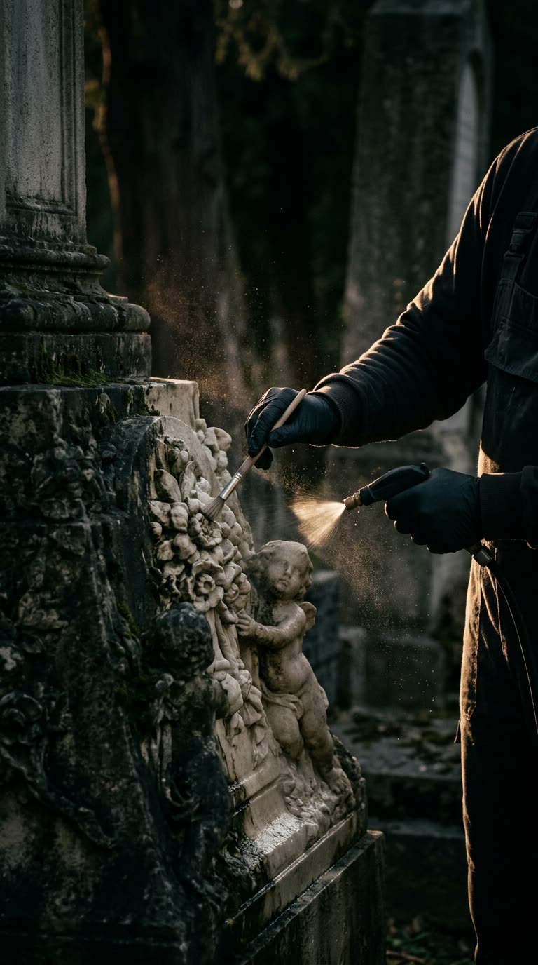 Clean Memorial csapata professzionális tisztítógéppel dolgozik